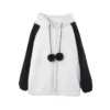 WPCTSS000740-0743-02 Cute Panda Shaped Sherpa Fleece Zip-Up Hoodie for Women