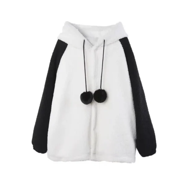 WPCTSS000740-0743-02 Cute Panda Shaped Sherpa Fleece Zip-Up Hoodie for Women