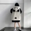WPCTSS000740-0743-04 Cute Panda Shaped Sherpa Fleece Zip-Up Hoodie for Women