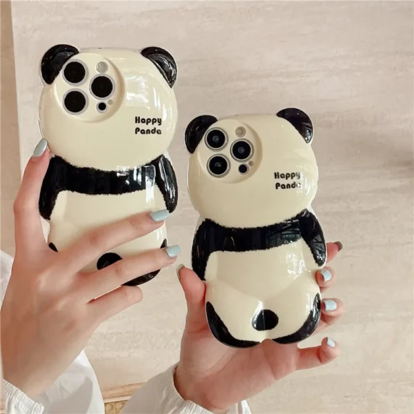 WPASPC001152-1167-01 Cute Shiny Panda Back Shaped Cartoon Apple iPhone Case