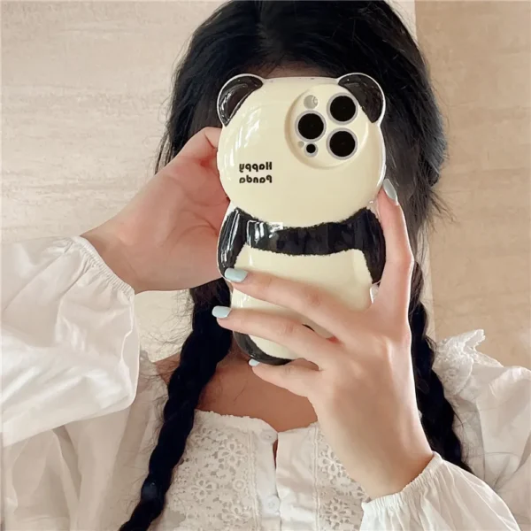 WPASPC001152-1167-02 Cute Shiny Panda Back Shaped Cartoon Apple iPhone Case