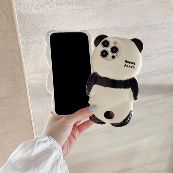 WPASPC001152-1167-03 Cute Shiny Panda Back Shaped Cartoon Apple iPhone Case