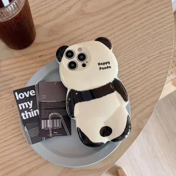 WPASPC001152-1167-05 Cute Shiny Panda Back Shaped Cartoon Apple iPhone Case