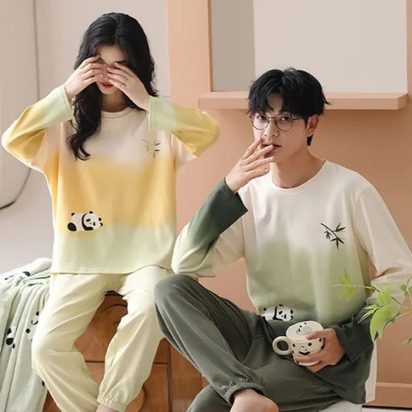 WPCTPM000744-0751-02 Gradient Color Long-Sleeve Pajama Cartoon Panda Loungewear