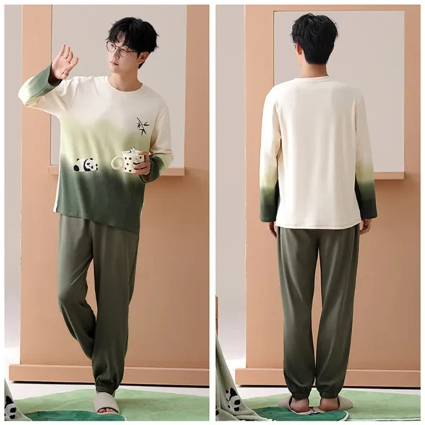 WPCTPM000748 Gradient Color Long-Sleeve Pajama Cartoon Panda Loungewear Men