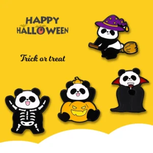 WPDCFM000288-0291-01 Halloween Panda Gift Badge Backpack Decor Fun Brooch Pin