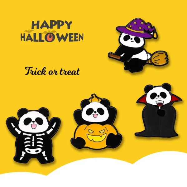 WPDCFM000288-0291-01 Halloween Panda Gift Badge Backpack Decor Fun Brooch Pin