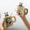 WPLSCPMU0363-0366-03 Hand-Painted Panda Ceramic Mug Cute Retro Coffee Cup