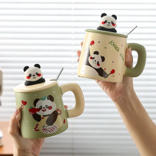 WPLSCPMU0363-0366-03 Hand-Painted Panda Ceramic Mug Cute Retro Coffee Cup