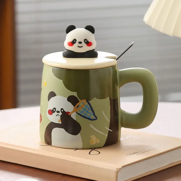 WPLSCPMU0366 Hand-Painted Panda Ceramic Mug Cute Retro Coffee Cup