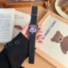 Laser-Engraved Panda Pattern Silicone Apple Watch Band Black