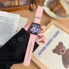 Laser-Engraved Panda Pattern Silicone Apple Watch Band Pink