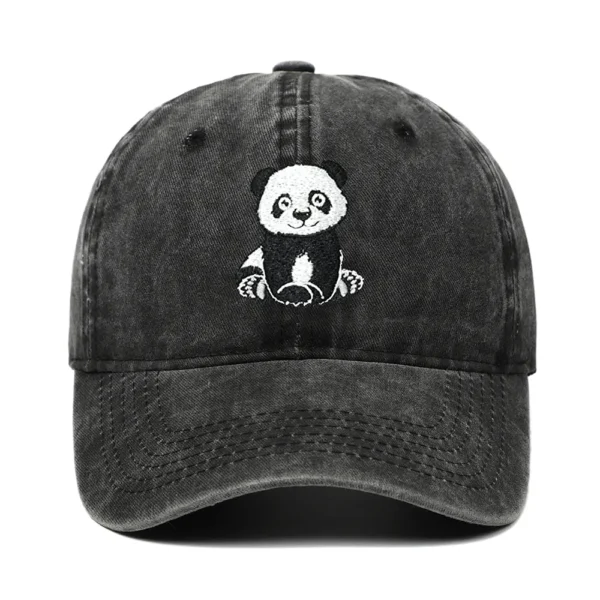 Panda Embroidery Baseball Cap Snapback Casual Sun Hat Black