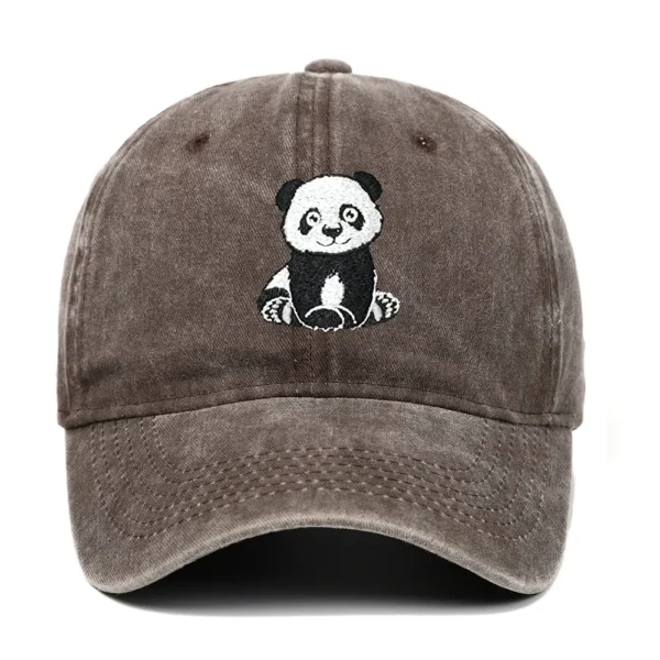 Panda Embroidery Baseball Cap Snapback Casual Sun Hat Coffee