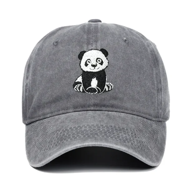 Panda Embroidery Baseball Cap Snapback Casual Sun Hat Grey