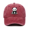 Panda Embroidery Baseball Cap Snapback Casual Sun Hat Red