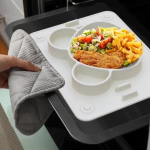 WPHHTB000285-0286-02 Panda-Shaped Baby Silicone Feeding Plate Set Baby Tableware