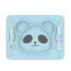 Panda-Shaped Baby Silicone Feeding Plate Set Baby Tableware Blue