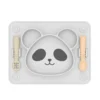 Panda-Shaped Baby Silicone Feeding Plate Set Baby Tableware Off-White