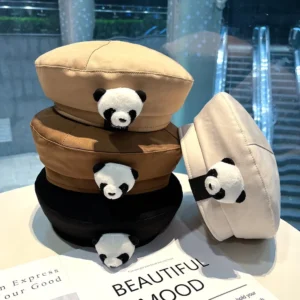 WPCTHABR0734-0737-01 Sweet Cute Panda Beret for Women Fashionable Versatile Hat