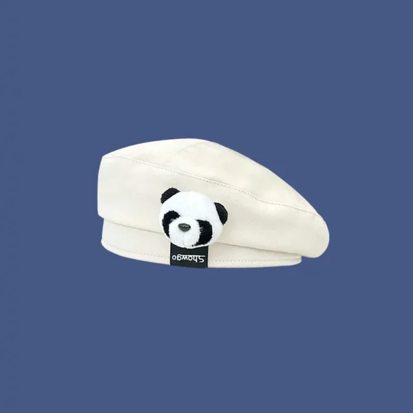 WPCTHABR0735 Sweet Cute Panda Beret for Women Fashionable Versatile Hat White