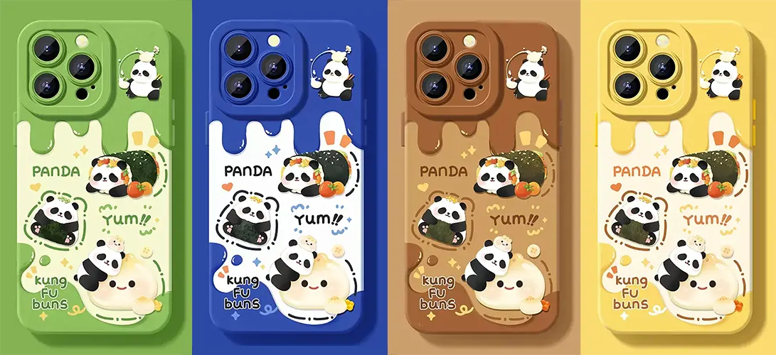 Panda and Food Multi-Color Cute Silicone Apple iPhone Case