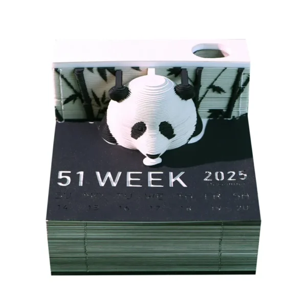 WPLSCD000377 Creative 3D Panda 2025 Desk Calendar Paper Sculpture Gift