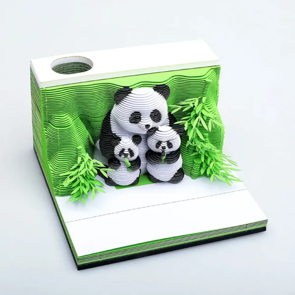 WPLSCD000378 Creative 3D Panda 2025 Desk Calendar Paper Sculpture Gift